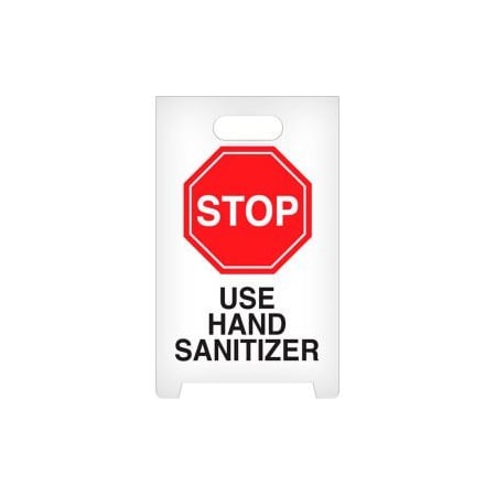 Top Tape And Label STOP Use Hand Sanitizer A-Frame Floor Sign ASF1012